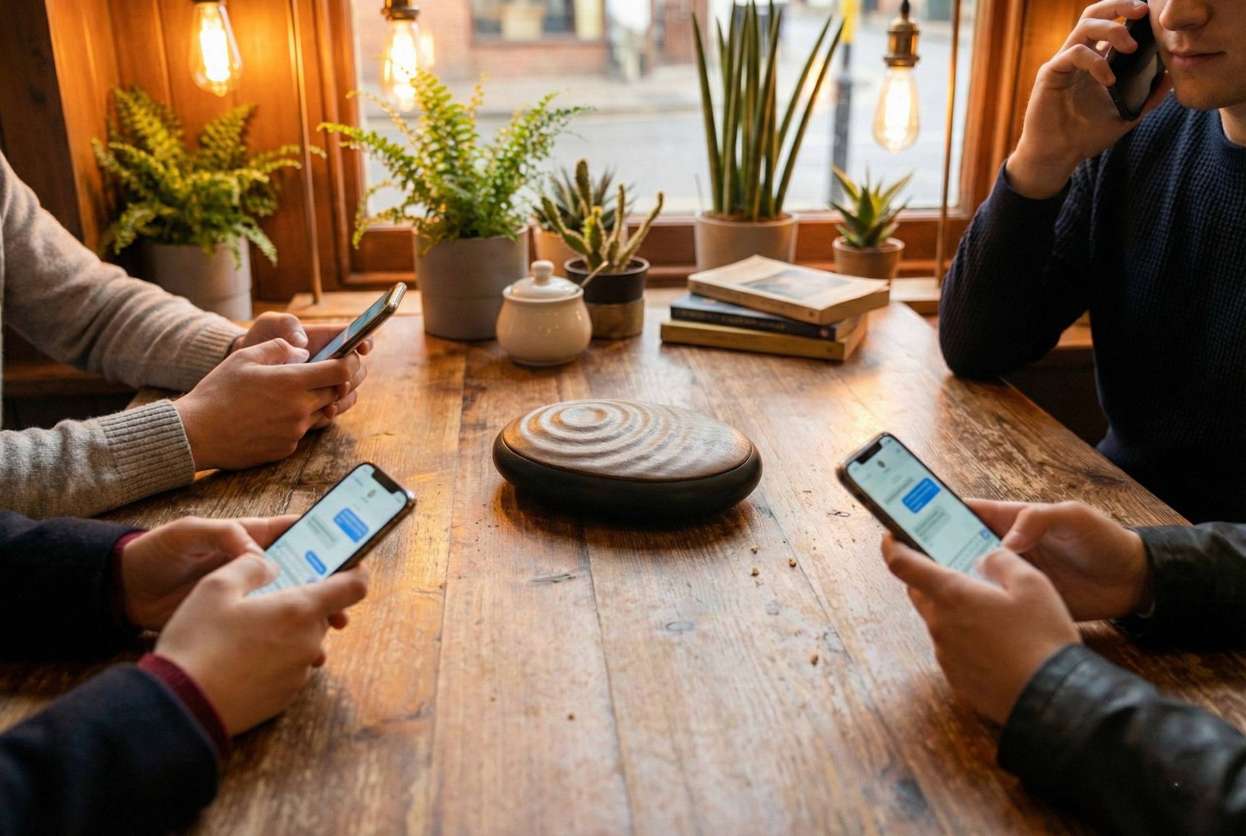 Whisper prototype placed in a cafe setting.