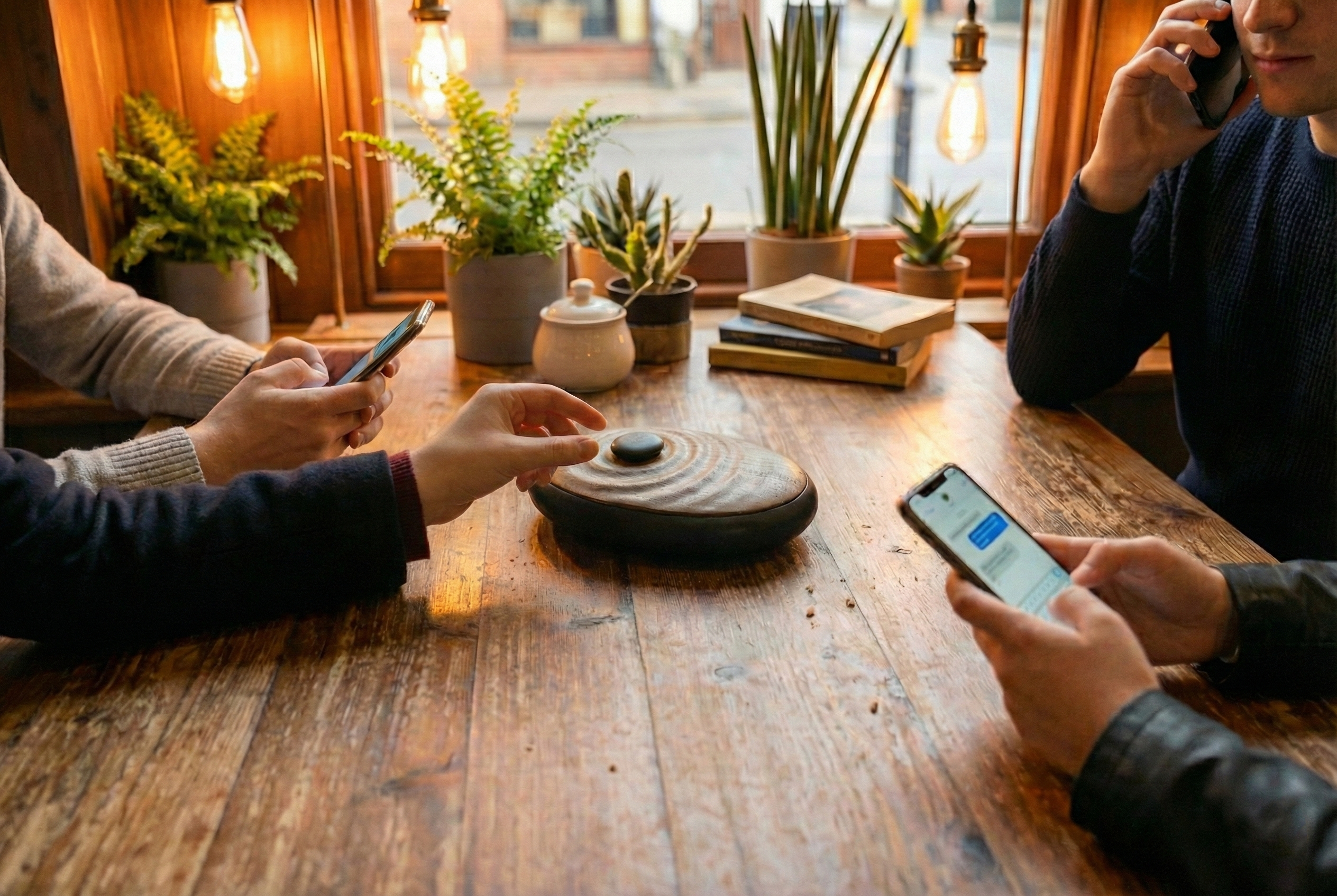 A participant interacting with Whisper story tokens.